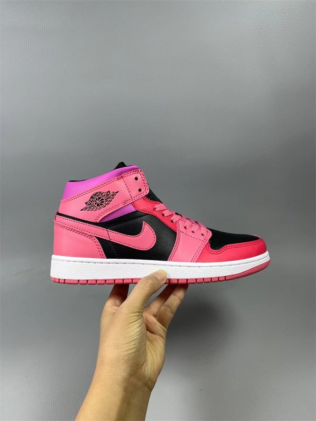 Women's Running Weapon Air Jordan 1 Pink/Black Shoes 0445